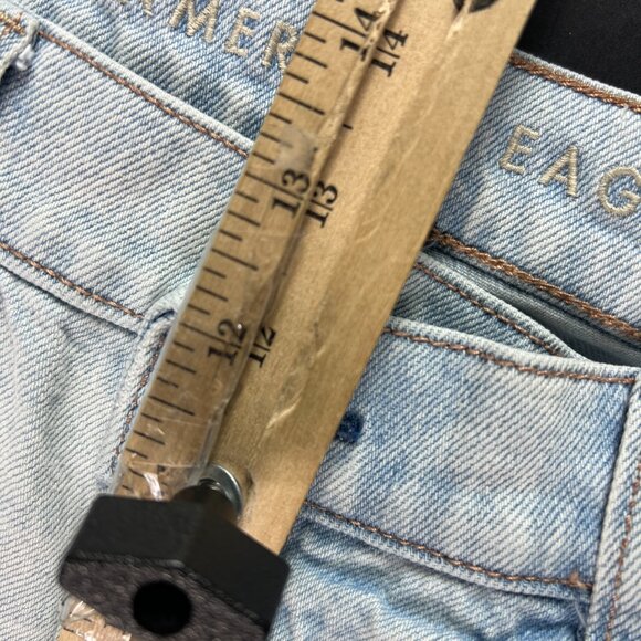 American Eagle Jean Women 32x31* Highest Rise Baggy Straight Blue Denim Tag 10 R - Picture 15 of 16